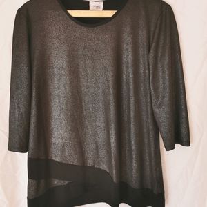 Shimmer top,loose fit, med,3/4 sleeve